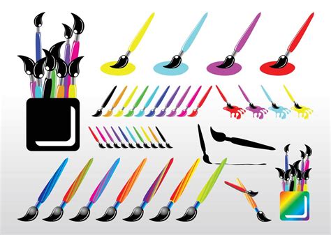 Paint Brush Set Vector Art And Graphics