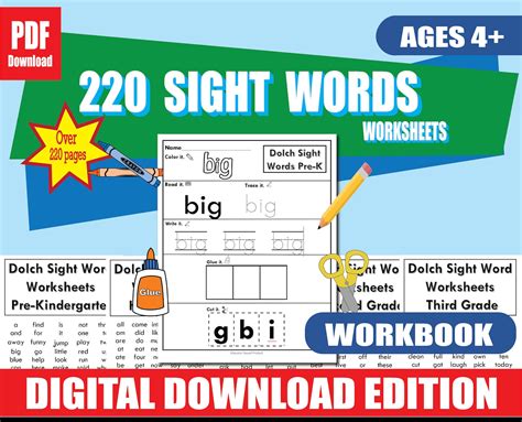 220 Sight Words Must Know Worksheets Preschool Printable 220 Etsy Denmark