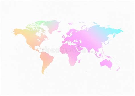 Pastel World Map Isolated On White Paper Background Stock Illustration