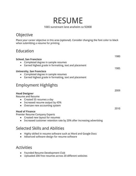 Resume Template For First Job Addictionary