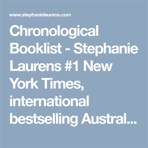 Chronological Booklist Stephanie Laurens 1 New York Times