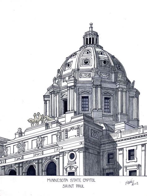 Minnesota State Capitol Drawing Artwork By My 87 Year Old Grandfather