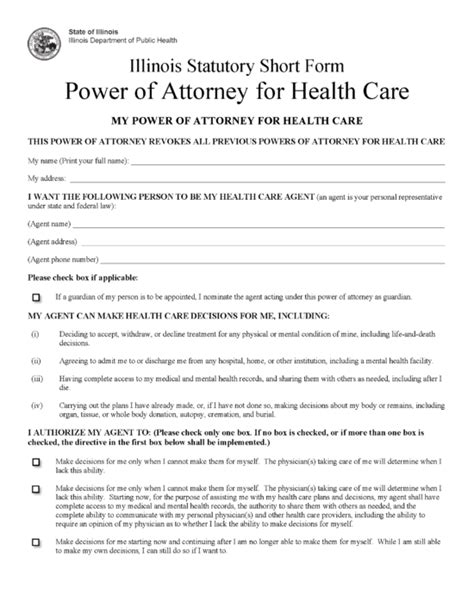 Free Illinois Power Of Attorney Forms Pdf