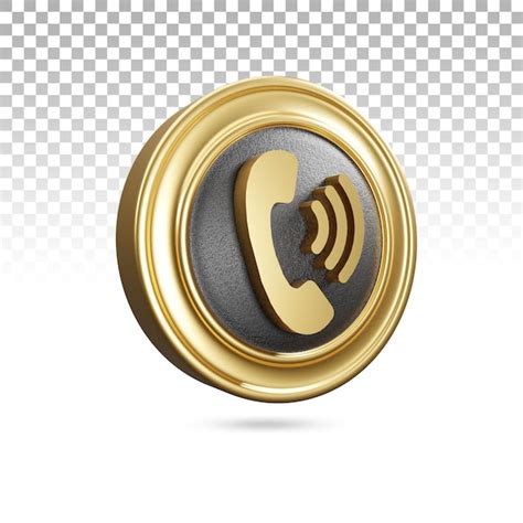 Premium Psd Golden Call Icon In 3d Rendering