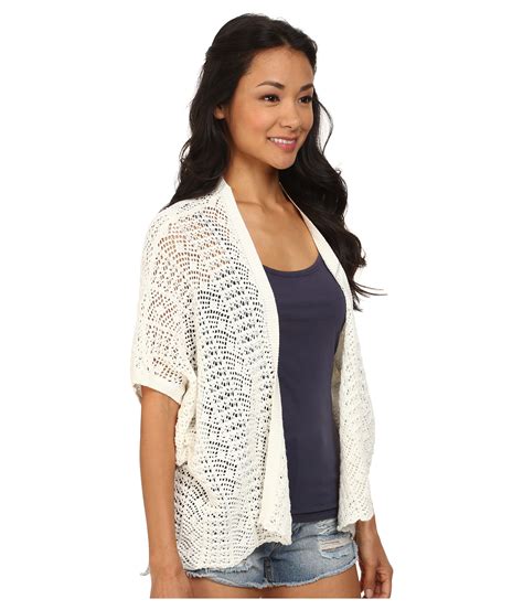 Roxy Same Old Feeling Short Sleeve Open Cardigan In White Lyst