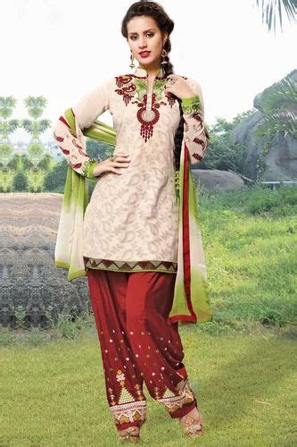 cream patiala style punjabi salwar suit at best price in surat