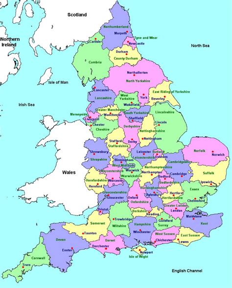 Detailed Administrative Map Of England England United Kingdom
