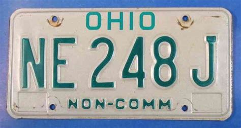 1986 Ohio Non Commercial License Plate Ne248j Ul2934