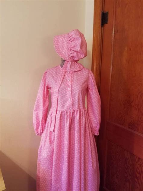 Pink Pioneer Dress And Bonnet For Girls Size 12 Ready To Etsy