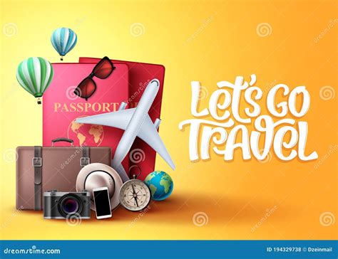 Let`s Go Travel Vector Background Design Travel And Tour Elements In