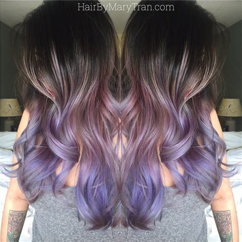 I decided to do something i've never done before and dye my hair purple! Purple Ombre and long layered blended haircut on asian ...