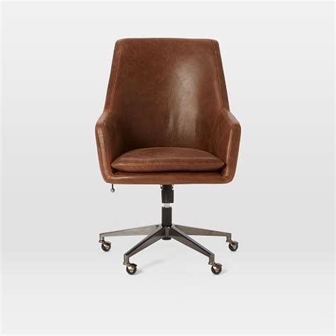Helvetica High Back Leather Office Chair West Elm