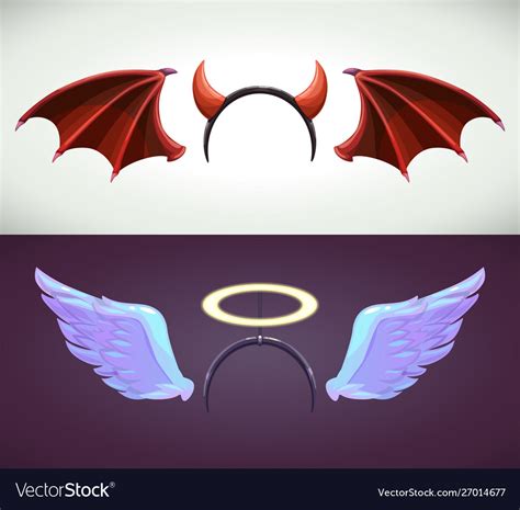 Angel And Devil Decor Elements Angel Wing And Vector Image