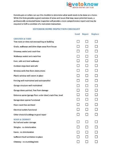 printable home inspection checklists word  templatelab