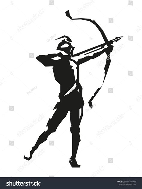 Silhouette Archer On White Background Black Stock Vector Royalty Free