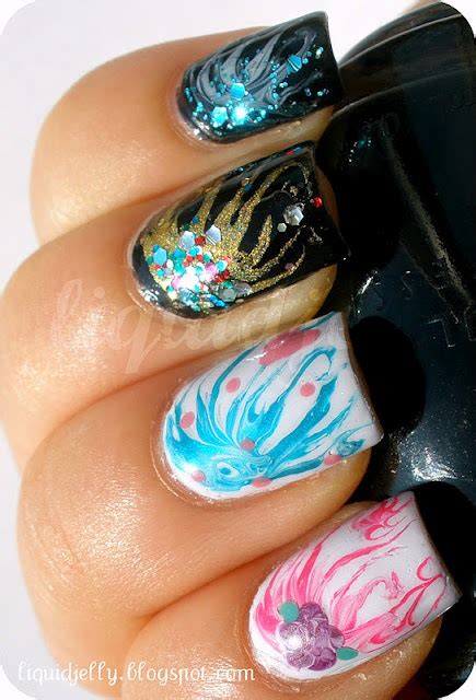 Needle Marbling Nails Tutorial I Have Got To Try This Very Cool