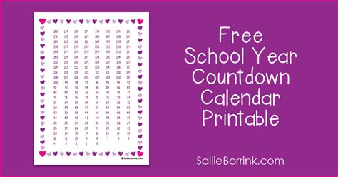 Free School Year Countdown Calendar Printable Sallie Borrink