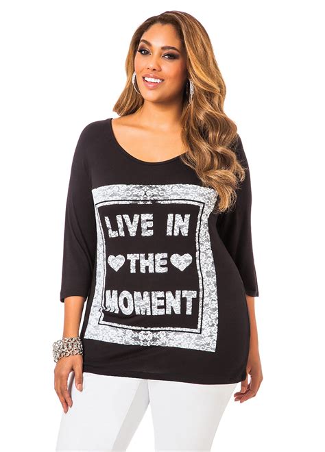 Ashley Stewart Womens Plus Size Live In The Moment Top At Amazon Women