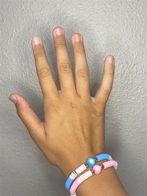 Pink And Blue Bff Matching Clay Bead Preppy Bracelets Etsy