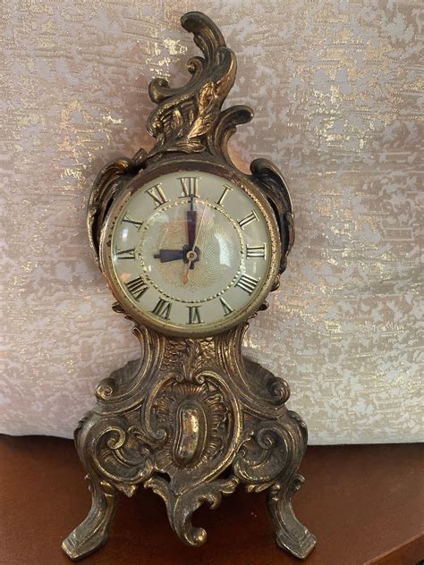 Vtg 1970s Imperial Italian Ornate Mantel Clock Bronzebrass Etsy