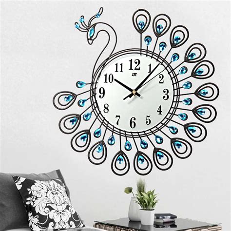 This geometric clock has a fantastic look and would add design accent to any room. Luxury Large Antique Diamond Peacock Wall Clocks Home ...