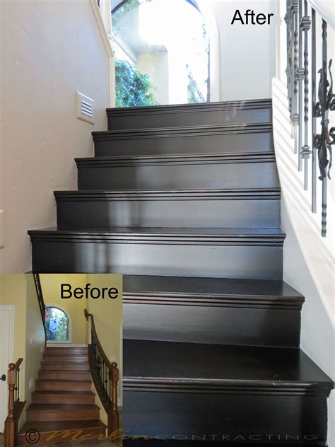 Even though tung oil would not offer quite the same protection as polyurethane, it seeps right through the wood, allowing the beauty of your wooden stairs to shine through. Staircase traditional wood stairs with traditional color stain, upgraded to black stain with a ...