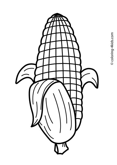 Easy and free to print vegetable coloring pages for children. Maize vegetable coloring page for kids, printable ...