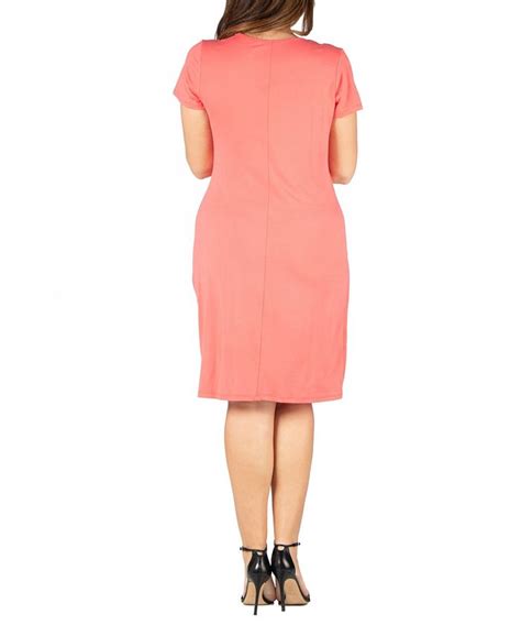 24seven Comfort Apparel Plus Size Short Sleeve V Neck Faux Wrap Dress Macys