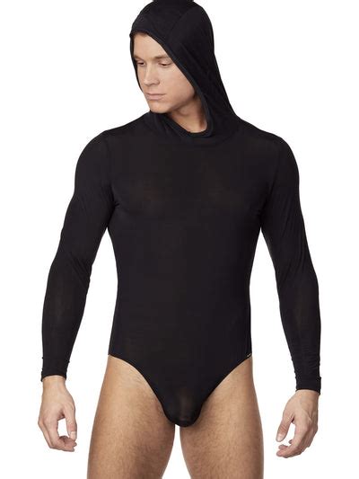 Men S Long Sleeve Bodysuit With Hood Bodysuits And Leotards Body Aware