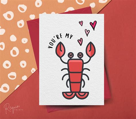 Youe My Lobster Card Valentines Card A6 Greetings Etsy