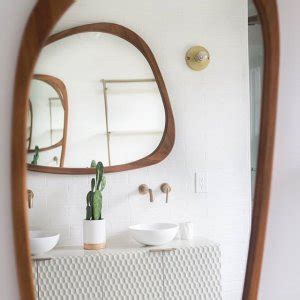 Mid-Century Asymmetrical Wood Framed Floor Mirror | Floor mirror