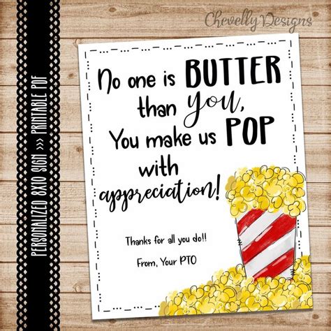 Editable - 8x10 Popcorn Sign - Staff Appreciation Week - Printable ...