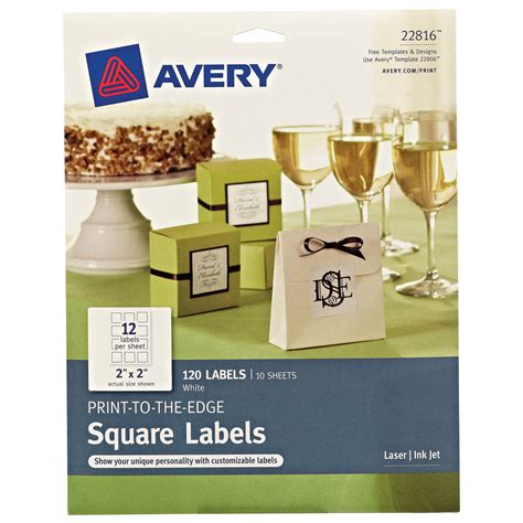 Avery 22816 Trueblock 2 X 2 White Square Print To The Edge Labels