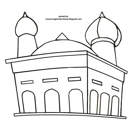 mewarnai gambar contoh mewarnai gambar masjid
