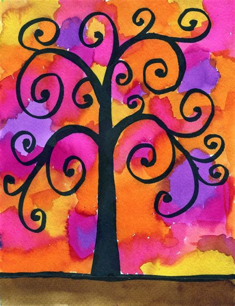 Klimt Watercolor Tree Art Projects For Kids