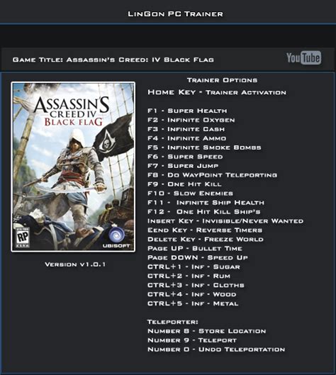 Assassin S Creed 4 Black Flag Trainer 24 1 01 LinGon