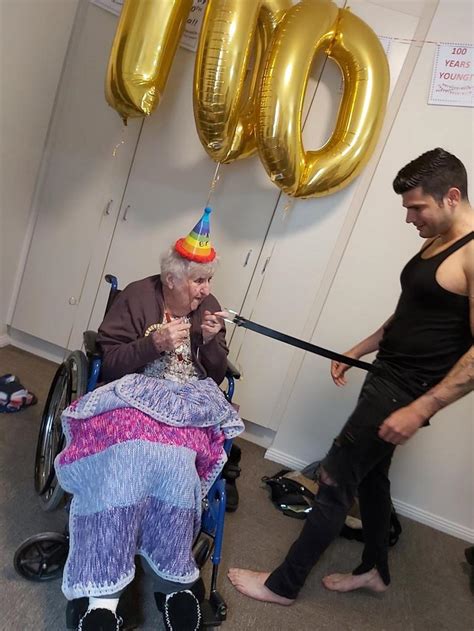 Male Stripper Wish Granted For Melbourne Womans 100th Birthday