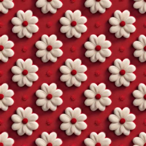 Premium Photo A Red Background With White Flowers And Red Dots