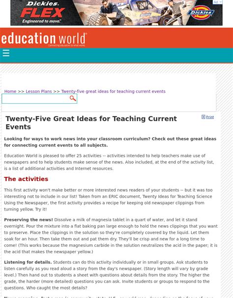 Twenty Five Great Ideas For Teaching Current Events Lesson Plan For 3rd