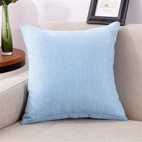 1pc Pure Color Pillow Cover Cotton Linen Pillow Case Square 45cm