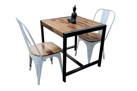 5% coupon applied at checkout. Buy 2 seater picco small dining table with molding grey iron chair set | Industrial Furniture