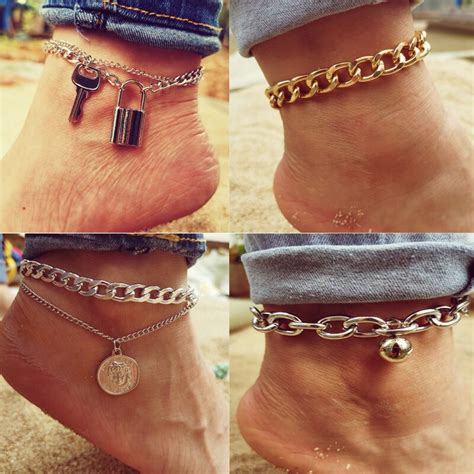 Classic Cuban Chain Women Anklet Stainless Steel Summer Beach Gold