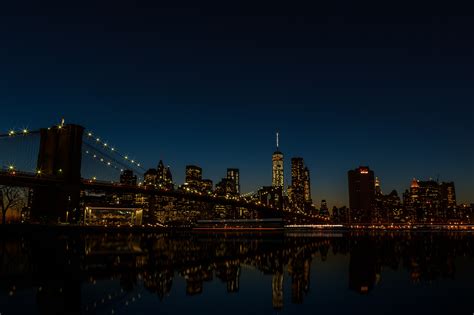 Bridge Cityscape City Lights Night New York City Wallpapers Hd
