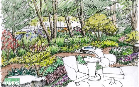 Drawntogarden Garden Design Drawings Perspective Sketch