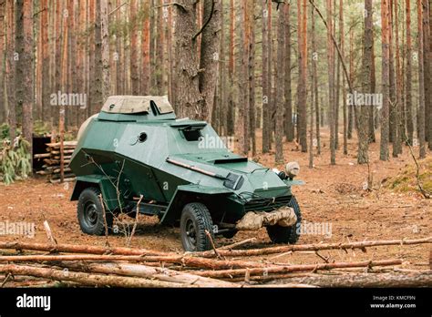 Russian Armored Soviet Scout Car Ba 64 Of World War Ii In Autumn Forest