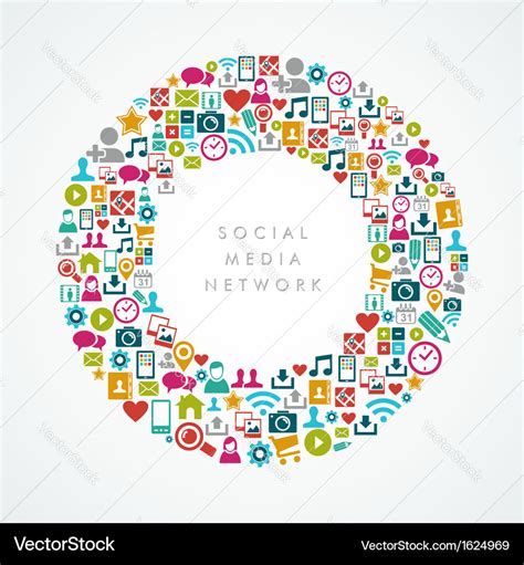 Social Media Network Icons Circle Composition Vector Image