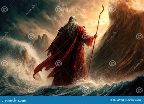Moses Parting The Red Sea Ai Generative Stock Illustration
