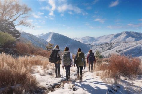 Premium Ai Image Friends Ventured Into The Great Outdoors For A Brisk