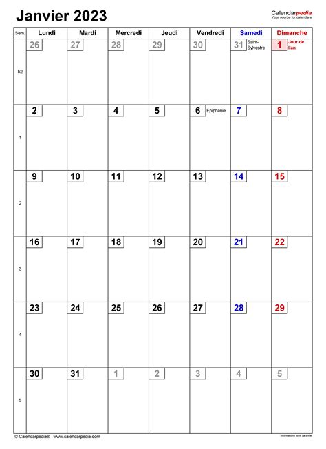 Calendrier Janvier 2023 Excel Word Et Pdf Calendarpedia