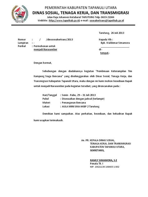 Contoh Format Surat Permohonan Narasumber Berbagai Acara Doc